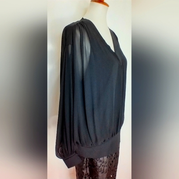 LAFAYETTE 148 SILK CHIFFON BLOUSOM TOP - Picture 1 of 7